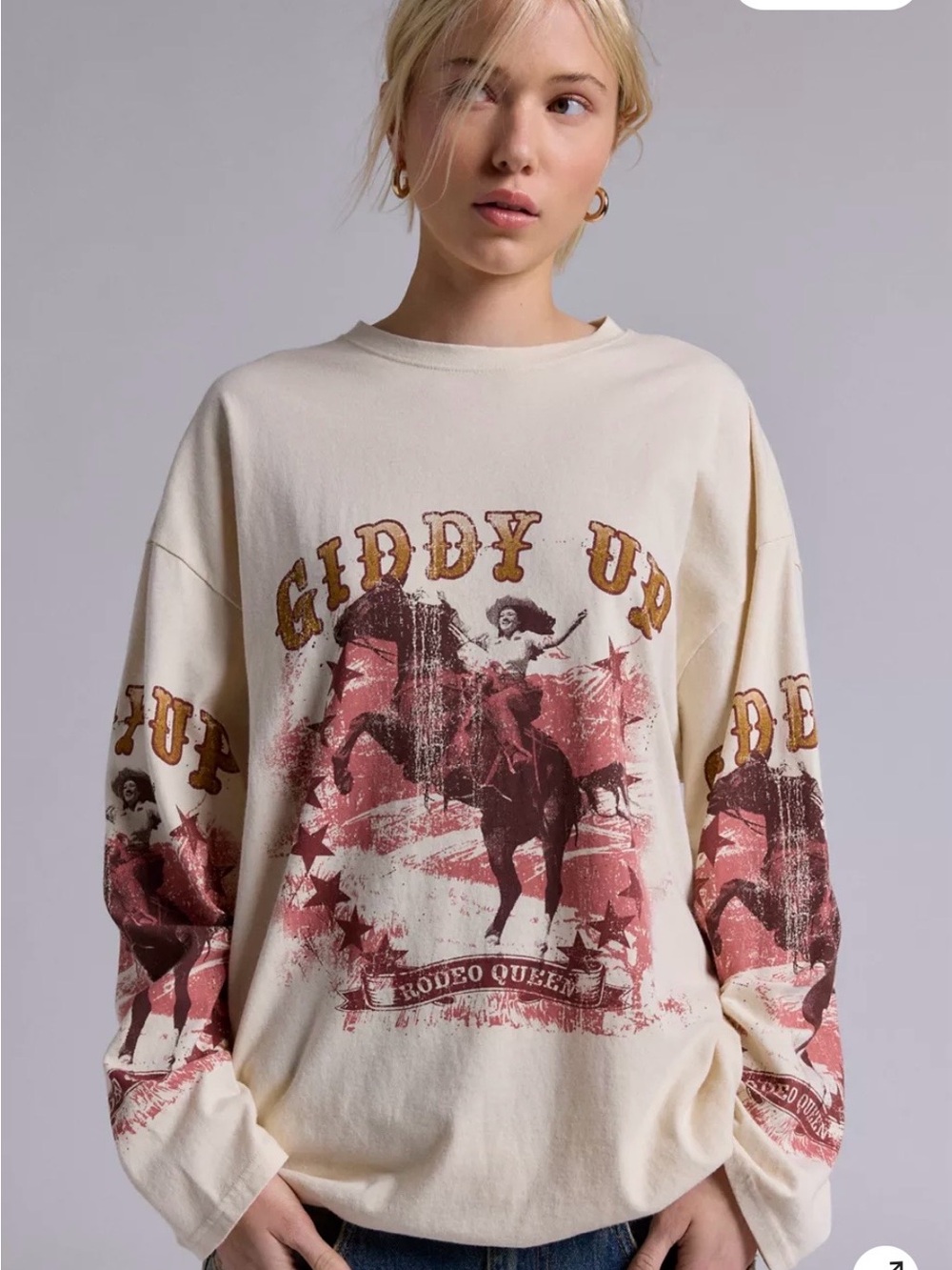 Silence + Noise Rodeo Graphic Long Sleeve T-Shirt Dress M/L